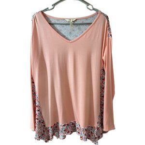 Matilda Jane Women’s Small Peach Floral Cottage Core Swing Top Blouse Oversized